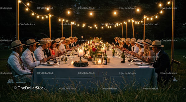 Elegant Outdoor Dinner Under String Lights