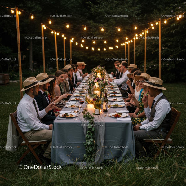 Elegant Outdoor Garden Dinner with Candlelit Ambiance