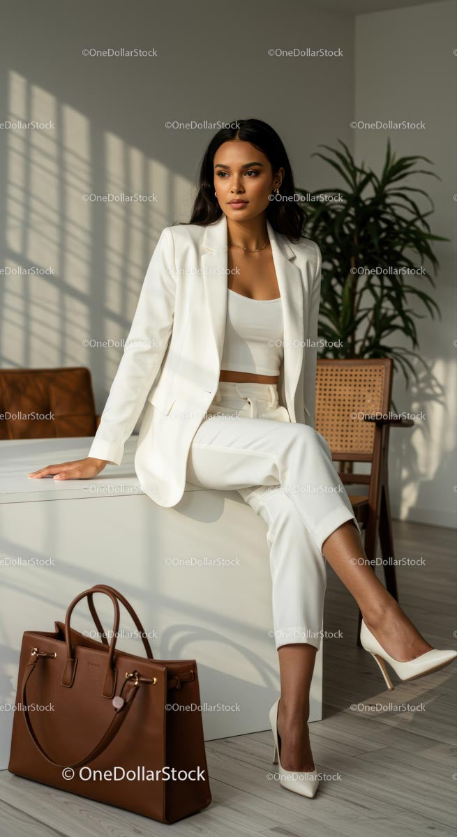 Elegant Businesswoman in Modern Office Setting