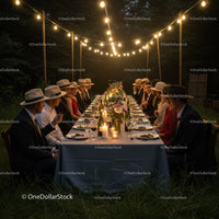 Elegant Outdoor Dinner Party with String Lights
