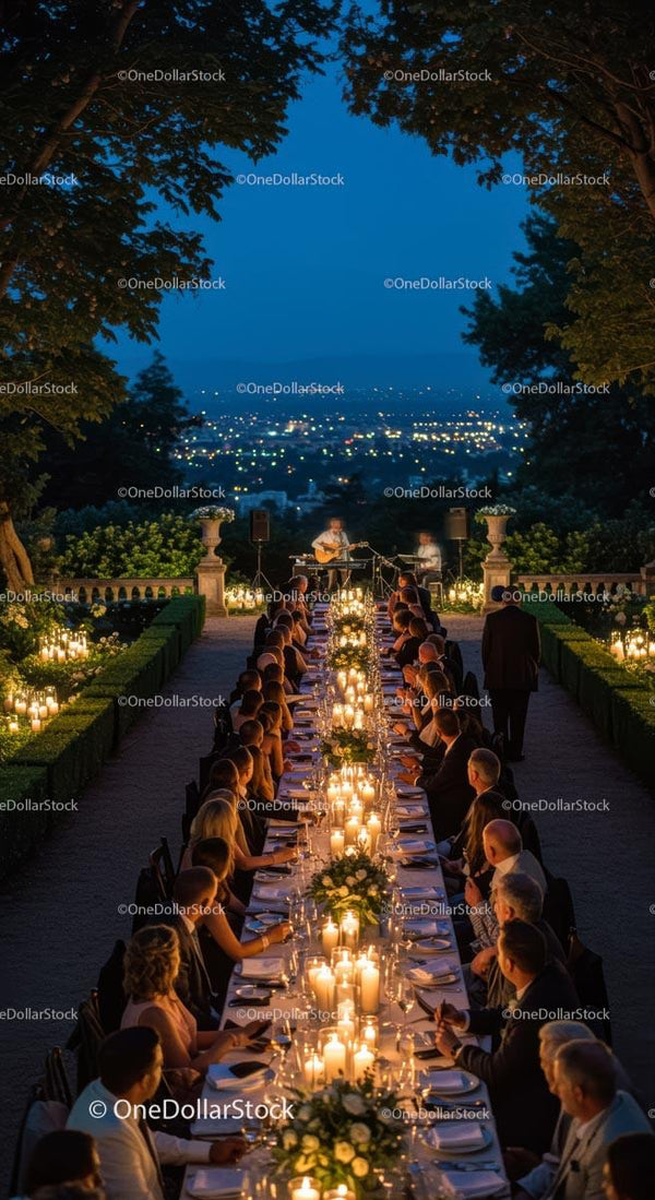 Elegant Candlelit Dinner in Scenic Garden Setting