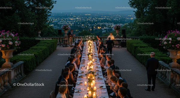 Elegant Candlelit Dinner with City View at Sunset