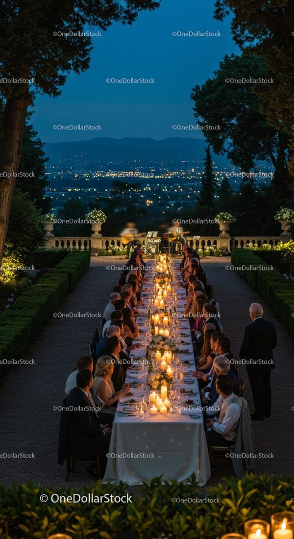 Elegant Candlelit Dinner with Scenic Night View
