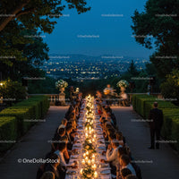 Candlelit Evening Banquet in Scenic Garden Setting