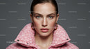 Stylish Woman in Pink Jacket with Hoop Earrings