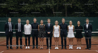 Formal and Casual Group on Tennis Court