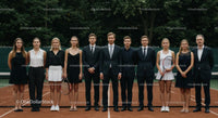 Formal Tennis Team Standing on Clay Court