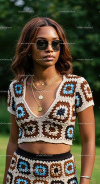 Bohemian Crochet Set with Trendy Sunglasses