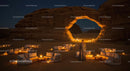Elegant Outdoor Dining in Desert Under Starry Night Sky