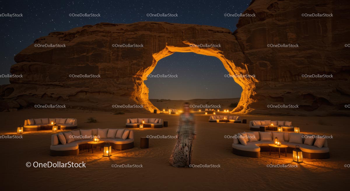 Luxury Desert Retreat Under Starry Night Sky