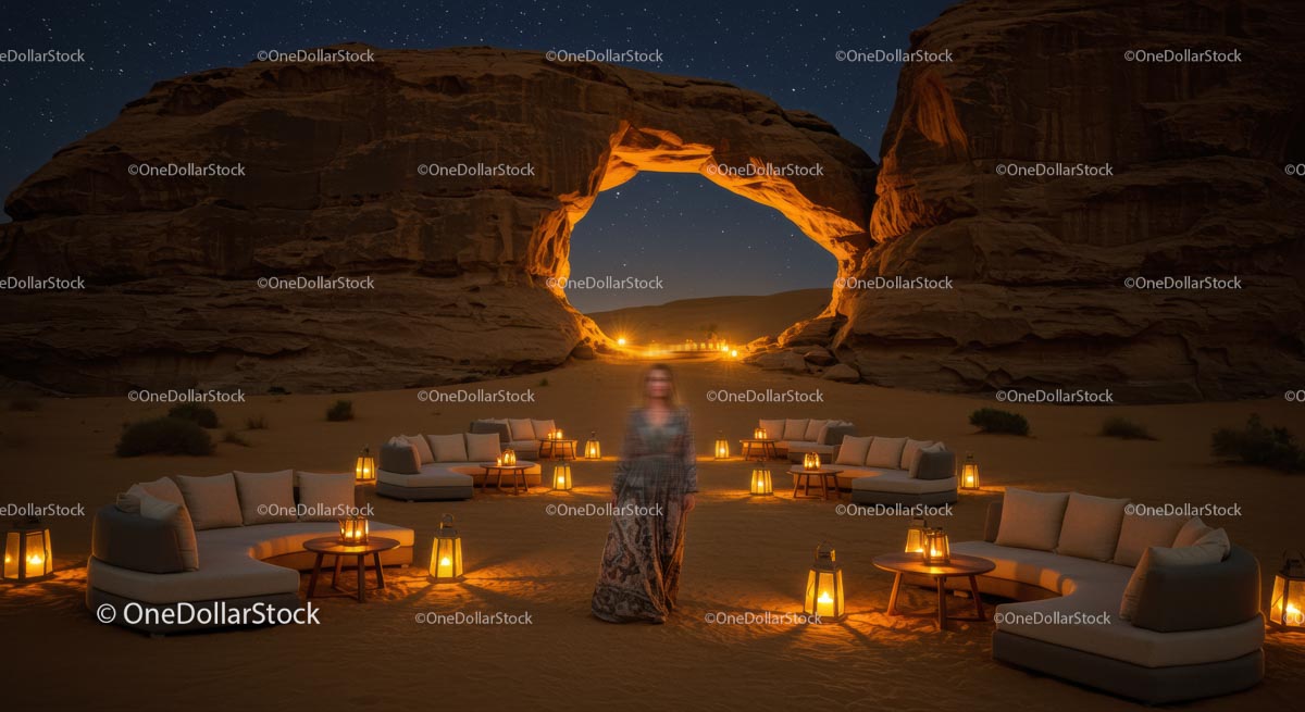 Starry Desert Oasis with Cozy Outdoor Lounge
