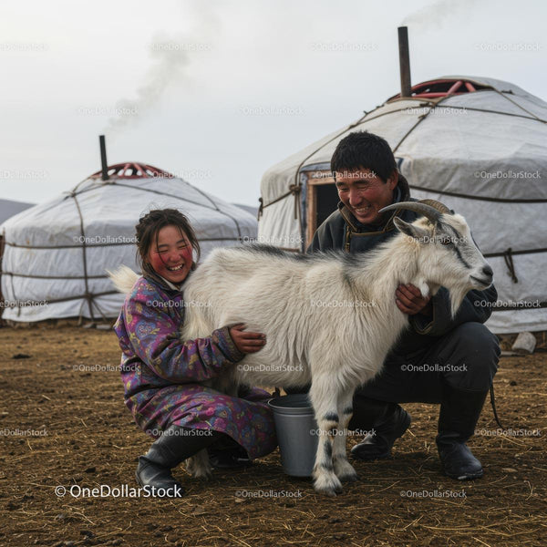 Radosne Dojenie Kóz na Mongolskiej Wsi
