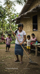 Children Enjoying Outdoor Activities in a Tropical Village