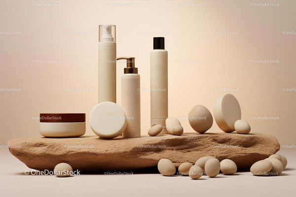Eleganckie produkty do pielęgnacji skóry na kamieniu do spa i relaksu