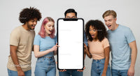 Diverse Group Excited About Large Smartphone Mockup