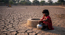 Young Girl Collecting Water from a Dry Village Well