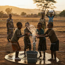 Children Playing with Water under the Golden Sunset
