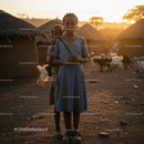 Children in a Rural Village at Sunset