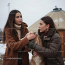 Two Friends Enjoying Winter Day with a Dog