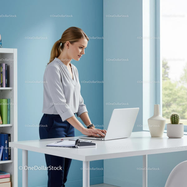 Professional Woman Working in Modern Minimalist Office
