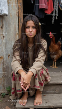 Rustic Charm with Young Girl and Farmhouse Aroma