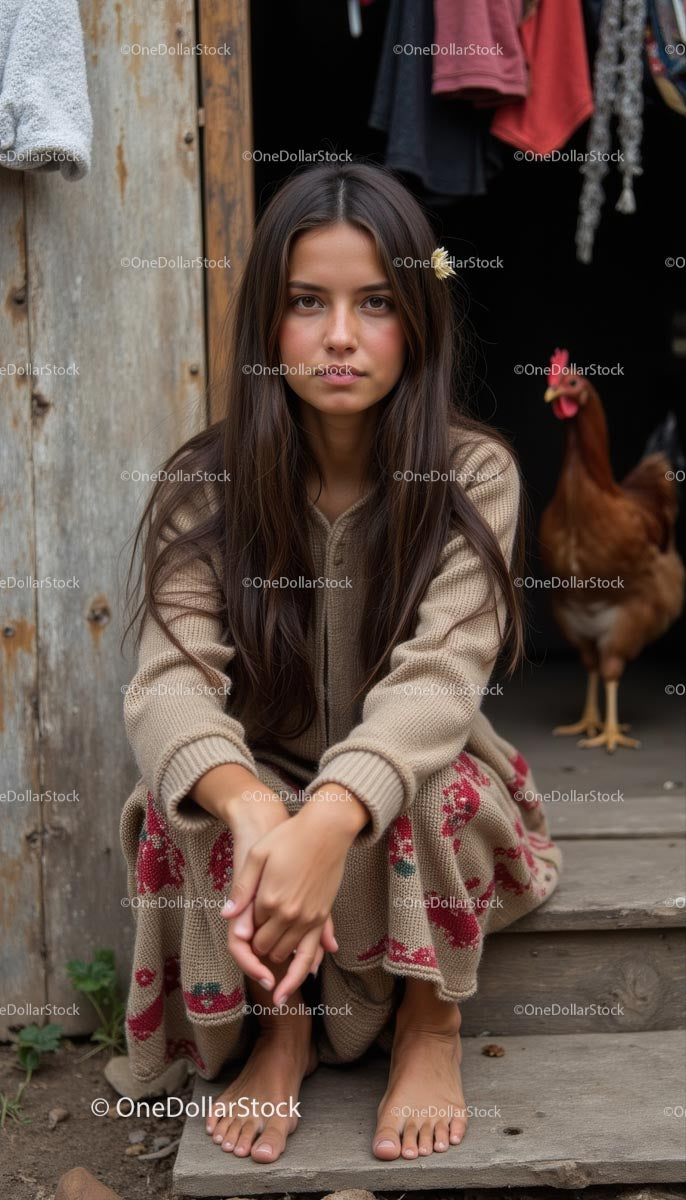 Rustic Charm with Young Girl and Farmhouse Aroma