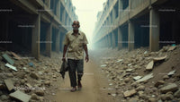 Elderly Man Walking in Abandoned Construction Site