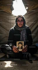 Emotional Portrait of a Woman Holding Family Photograph