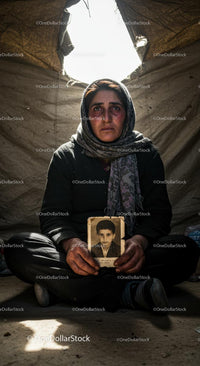 Emotional Portrait of a Woman Holding Family Photograph