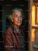Thoughtful Elderly Woman in a Warm Autumn Setting