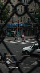 Urban Intersection Scene with Blurred Pedestrians and Traffic