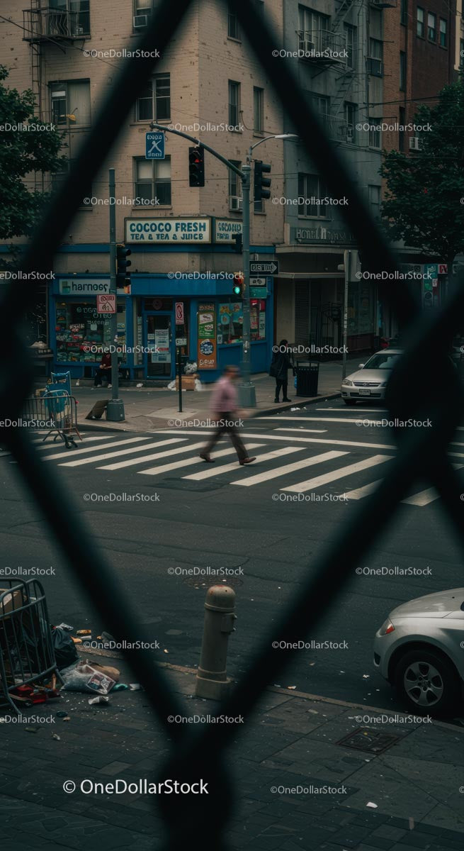 Urban Crosswalk in Bustling City Center
