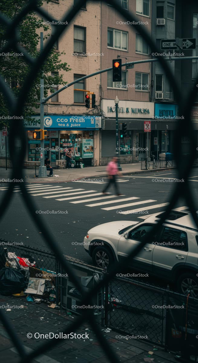 Urban Intersection with Pedestrians Crossing