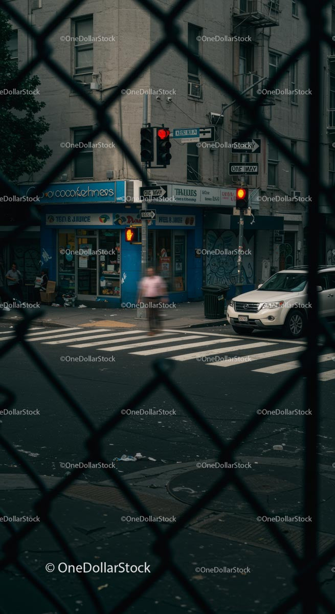 Sygnalizacja świetlna i piesi w miejskim centrum miasta