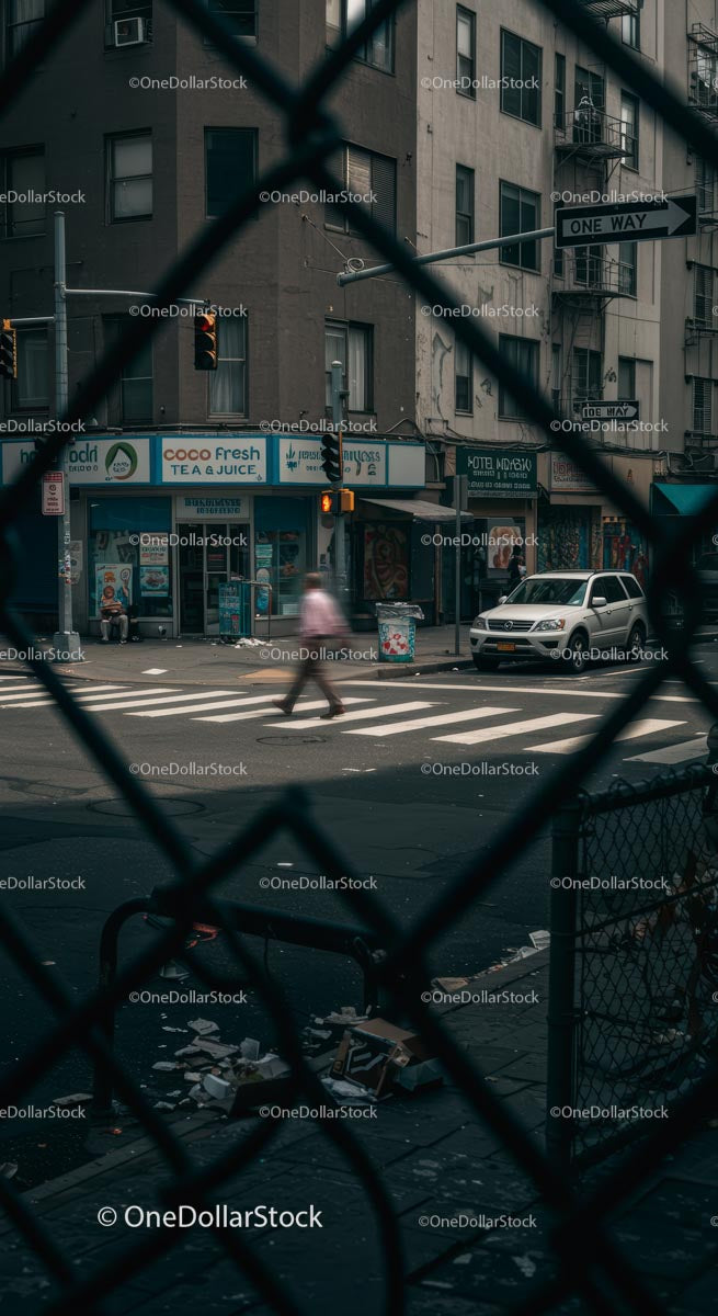 Urban Street Scene with Blurred Pedestrian Crossing