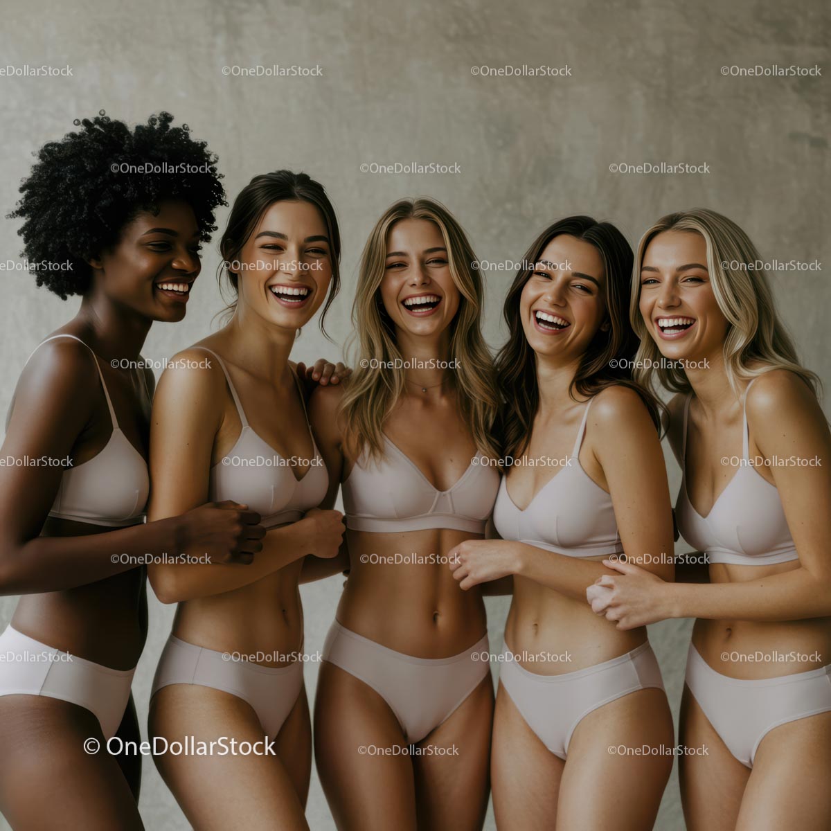 Diverse Group of Smiling Women in Intimate Apparel