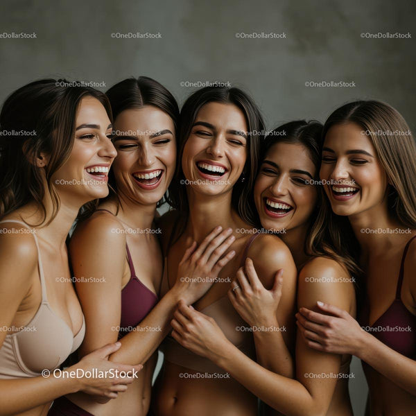 Five Women Sharing Joyful Laughter in Harmony