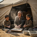 Happy Family Baking Together at a Campsite