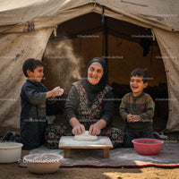 Family Bonding Over Traditional Bread Making Outdoors