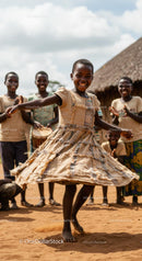 Joyful Children Dancing in Traditional African Village
