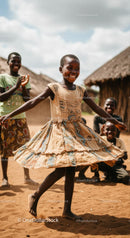 Joyful Children Playing in a Traditional African Village