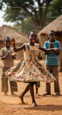 Joyful Children Dancing in African Village