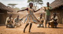 African Child Dancing in a Traditional Village Setting