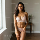 Smiling Woman in Elegant Lingerie with Natural Light