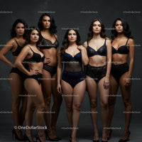 Elegant Group of Diverse Women in Stylish Lingerie