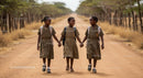 Smiling Schoolchildren Walking on Rural Path