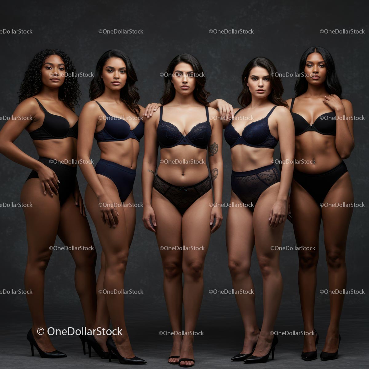 Confident Diverse Women in Elegant Lingerie