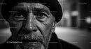 Elderly Man in Black and White Portrait