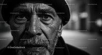 Elderly Man in Black and White Portrait