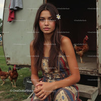 Young Woman Relaxing in Rustic Country Setting